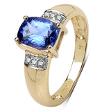 1.24 Carat Tanzanite & White Diamond 10K Yellow Gold Ring