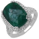5.75 Carat Genuine Emerald .925 Sterling Silver Ring