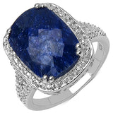 6.90 Carat Genuine Sapphire .925 Sterling Silver Ring