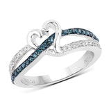 0.24 Carat Genuine Blue Diamond and White Diamond .925 Sterling Silver Ring