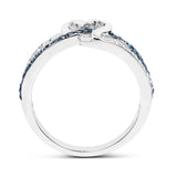 0.24 Carat Genuine Blue Diamond and White Diamond .925 Sterling Silver Ring