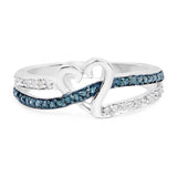 0.24 Carat Genuine Blue Diamond and White Diamond .925 Sterling Silver Ring