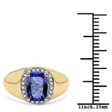 1.52 Carat Genuine Tanzanite and White Diamond 10K Yellow Gold Ring