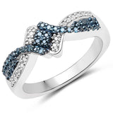 0.25 Carat Genuine Blue Diamond and White Diamond .925 Sterling Silver Ring