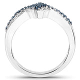 0.25 Carat Genuine Blue Diamond and White Diamond .925 Sterling Silver Ring