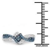 0.25 Carat Genuine Blue Diamond and White Diamond .925 Sterling Silver Ring