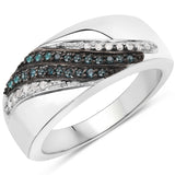 0.23 ct. Genuine Blue Diamond and White Diamond .925 Sterling Silver Ring