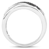 0.23 ct. Genuine Blue Diamond and White Diamond .925 Sterling Silver Ring