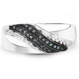 0.23 ct. Genuine Blue Diamond and White Diamond .925 Sterling Silver Ring
