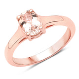 14K Rose Gold Plated 0.70 Carat Genuine Morganite .925 Sterling Silver Ring