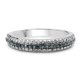 0.44 Carat Genuine Blue Diamond & White Diamond .925 Sterling Silver Ring
