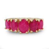 14K Yellow Gold Plated 3.10 Carat Genuine Ruby .925 Sterling Silver Ring