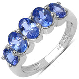14K Yellow Gold Plated 1.98 Carat Genuine Tanzanite .925 Sterling Silver Ring