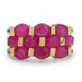 14K Yellow Gold Plated 5.06 Carat Genuine Ruby & White Diamond .925 Sterling Silver Ring