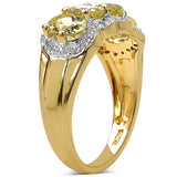 14K Yellow Gold Plated 1.78 Carat Genuine Yellow Beryl & White Topaz .925 Sterling Silver Ring