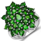 4.80 Carat Genuine Chrome Diopside .925 Sterling Silver Ring