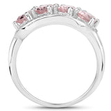 1.66 Carat Genuine Morganite and White Diamond .925 Sterling Silver Ring