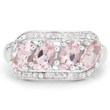 1.66 Carat Genuine Morganite and White Diamond .925 Sterling Silver Ring