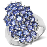 3.04 Carat Genuine Tanzanite .925 Sterling Silver Ring
