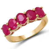 14K Yellow Gold Plated 2.50 Carat Genuine Ruby .925 Sterling Silver Ring