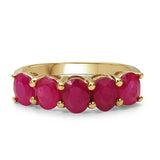 14K Yellow Gold Plated 2.50 Carat Genuine Ruby .925 Sterling Silver Ring