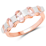 14K Rose Gold Plated 1.24 Carat Genuine Morganite .925 Sterling Silver Ring