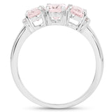 1.46 Carat Genuine Morganite and White Diamond .925 Sterling Silver Ring