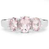 1.46 Carat Genuine Morganite and White Diamond .925 Sterling Silver Ring