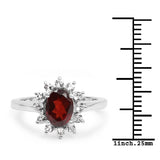2.08 Carat Genuine Garnet and White Topaz .925 Sterling Silver Ring