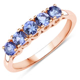 0.95 Carat Genuine Tanzanite 14K Rose Gold Ring