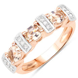 0.87 Carat Genuine Morganite and White Diamond .925 Sterling Silver Ring