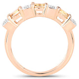 0.87 Carat Genuine Morganite and White Diamond .925 Sterling Silver Ring
