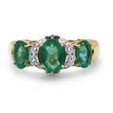 14K Yellow Gold Plated 1.85 Carat Genuine Emerald .925 Sterling Silver Ring