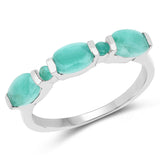 1.38 Carat Genuine Emerald .925 Sterling Silver Ring