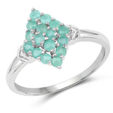0.80 Carat Genuine Emerald .925 Sterling Silver Ring