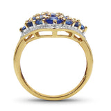 14K Yellow Gold Plated 2.16 Carat Genuine Tanzanite .925 Sterling Silver Ring