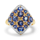 14K Yellow Gold Plated 2.16 Carat Genuine Tanzanite .925 Sterling Silver Ring