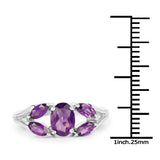 1.40 ct. Genuine Amethyst .925 Sterling Silver Ring
