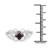 0.80 ct. Genuine Garnet .925 Sterling Silver Ring