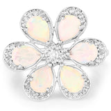 1.71 Carat Genuine Ethiopian Opal and White Topaz .925 Sterling Silver Ring Ring
