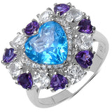 4.17 Carat Genuine Blue Topaz .925 Sterling Silver Ring