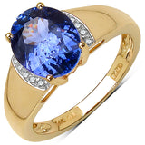 2.66 Carat Tanzanite & White Diamond 10K Yellow Gold Ring