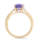 2.55 Carat Genuine Tanzanite & White Diamond 14K Yellow Gold Ring