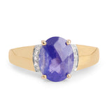2.55 Carat Genuine Tanzanite & White Diamond 14K Yellow Gold Ring