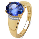 2.66 Carat Tanzanite & White Diamond 10K Yellow Gold Ring