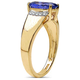 2.66 Carat Tanzanite & White Diamond 10K Yellow Gold Ring