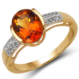 14K Yellow Gold Plated 1.88 Carat Genuine Citrine & White Topaz .925 Sterling Silver Ring