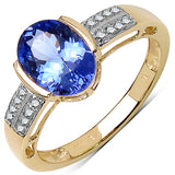 1.97 Carat Tanzanite & White Diamond 10K Yellow Gold Ring