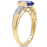 1.97 Carat Tanzanite & White Diamond 10K Yellow Gold Ring