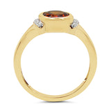 14K Yellow Gold Plated 1.27 Carat Genuine Citrine & White Topaz .925 Sterling Silver Ring